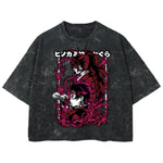 Playera streetwear premium de anime y gaming ExtraLife MX, corte boxy deluxe mineral wash heavyweight en color Acid Wash, moda urbana mexicana de culto.