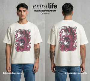 Cazadores de la Noche | El Cazador del Agua #01233 - Playera Oversized Premium | Off White - Foto en modelo