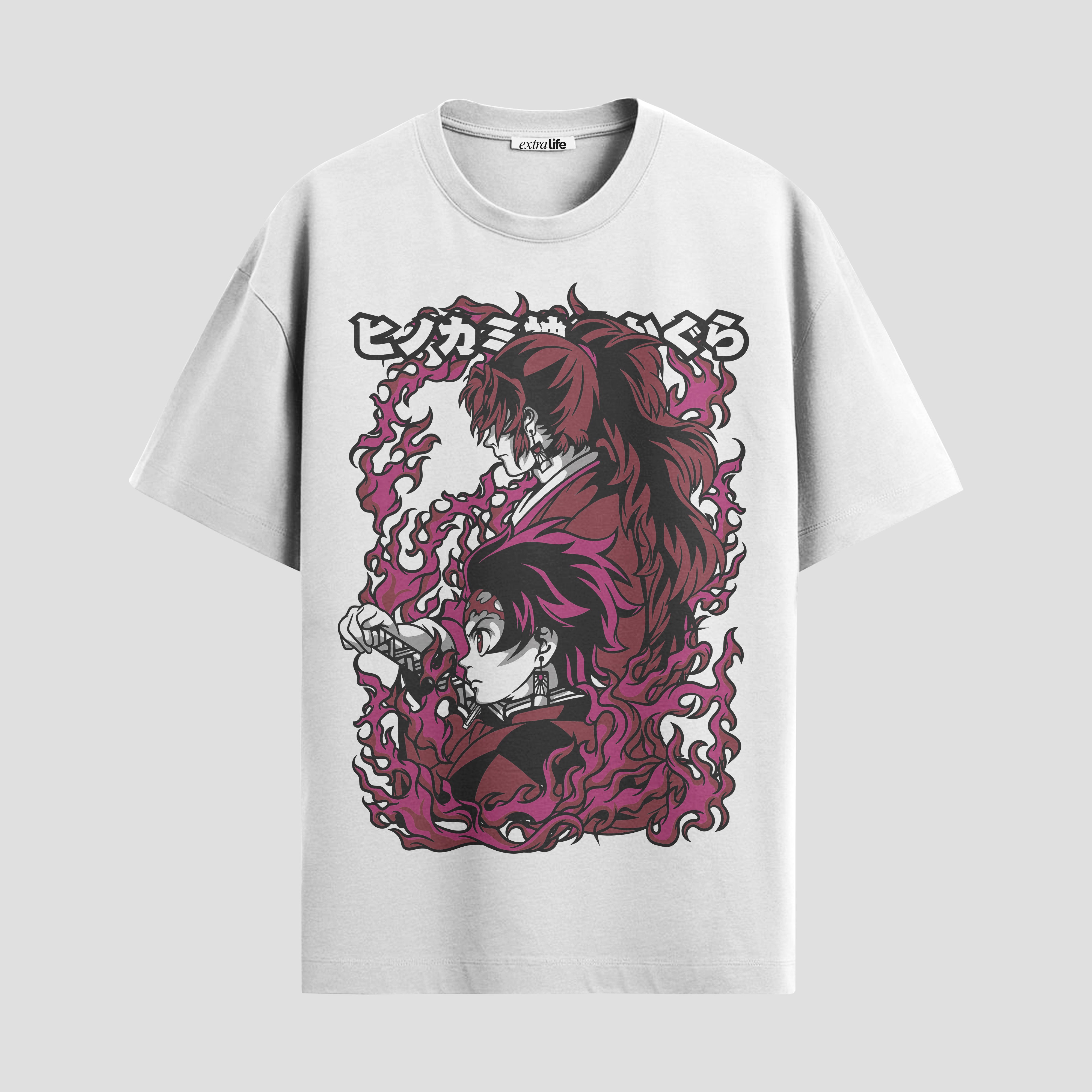 Playera urbana de anime y gaming ExtraLife MX, corte Standard Fit unisex ligero y transpirable en color Deep Black y Pure White, ropa de uso diario para gym y casual.