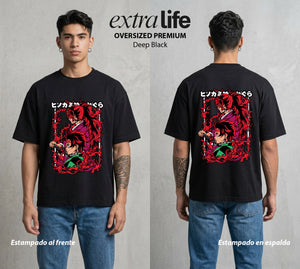 Cazadores de la Noche | La Respiracion del Sol #01235 - Playera Oversized Premium | Deep Black - Foto en modelo