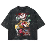 Playera streetwear premium de anime y gaming ExtraLife MX, corte boxy deluxe mineral wash heavyweight en color Acid Wash, moda urbana mexicana de culto.