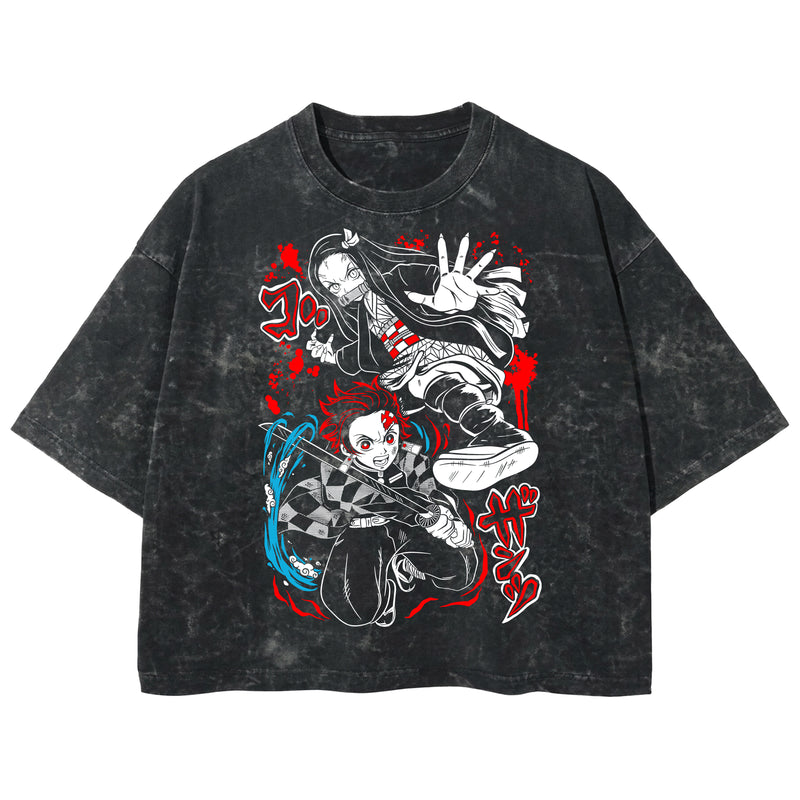 Playera streetwear premium de anime y gaming ExtraLife MX, corte boxy deluxe mineral wash heavyweight en color Acid Wash, moda urbana mexicana de culto.