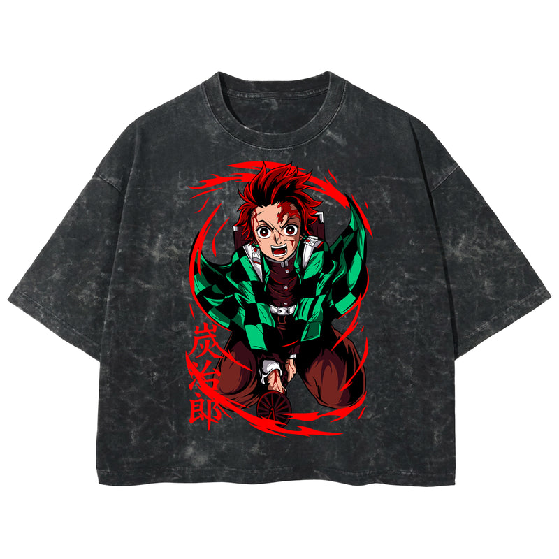 Playera streetwear premium de anime y gaming ExtraLife MX, corte boxy deluxe mineral wash heavyweight en color Acid Wash, moda urbana mexicana de culto.