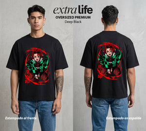 Cazadores de la Noche | Respiracion del Agua #01238 - Playera Oversized Premium | Deep Black - Foto en modelo