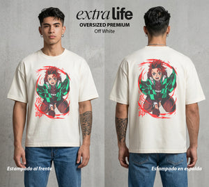 Cazadores de la Noche | Respiracion del Agua #01238 - Playera Oversized Premium | Off White - Foto en modelo