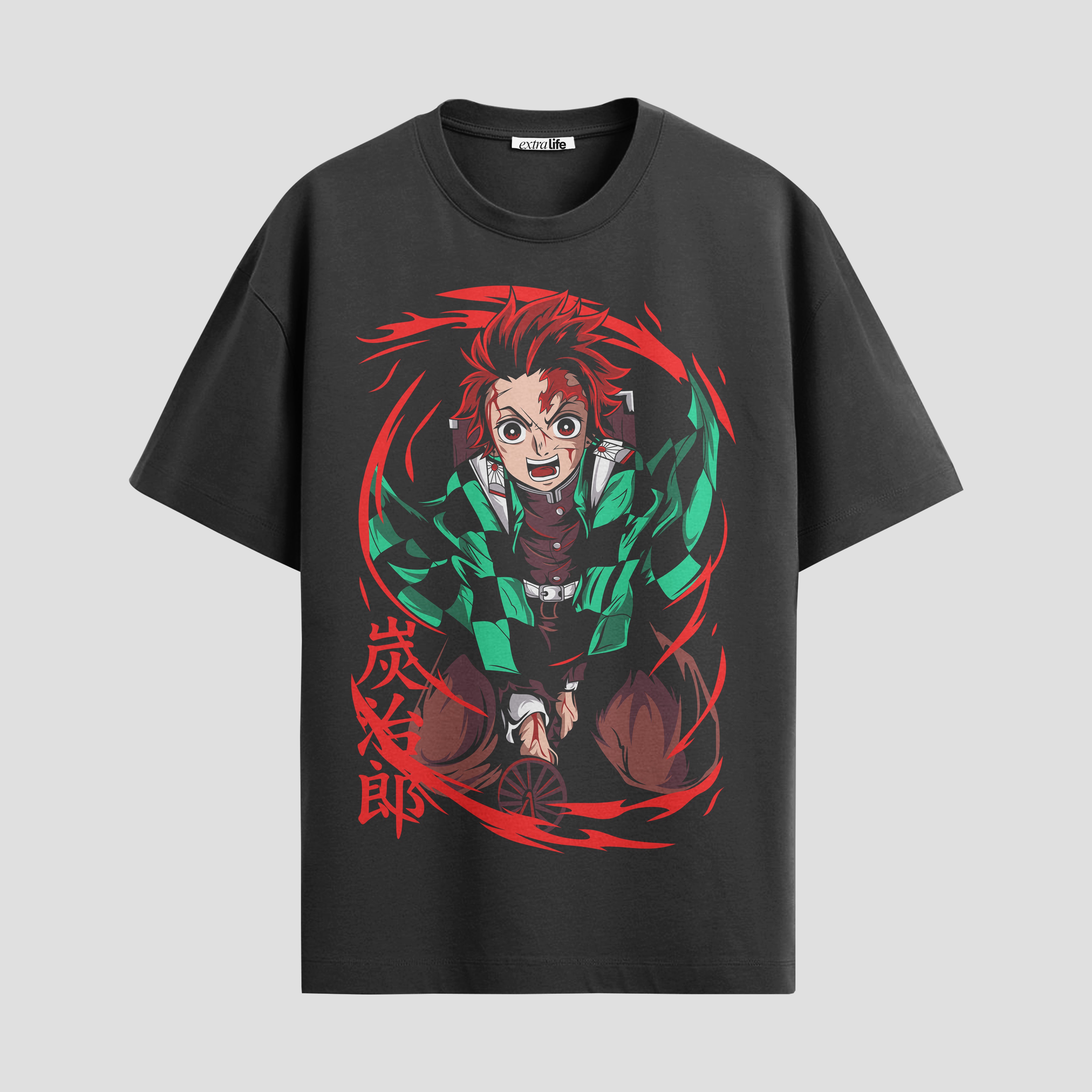Playera urbana de anime y gaming ExtraLife MX, corte Standard Fit unisex ligero y transpirable en color Deep Black y Pure White, ropa de uso diario para gym y casual.