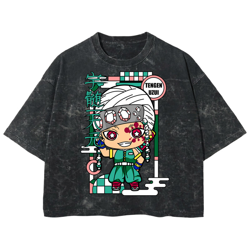 Playera streetwear premium de anime y gaming ExtraLife MX, corte boxy deluxe mineral wash heavyweight en color Acid Wash, moda urbana mexicana de culto.