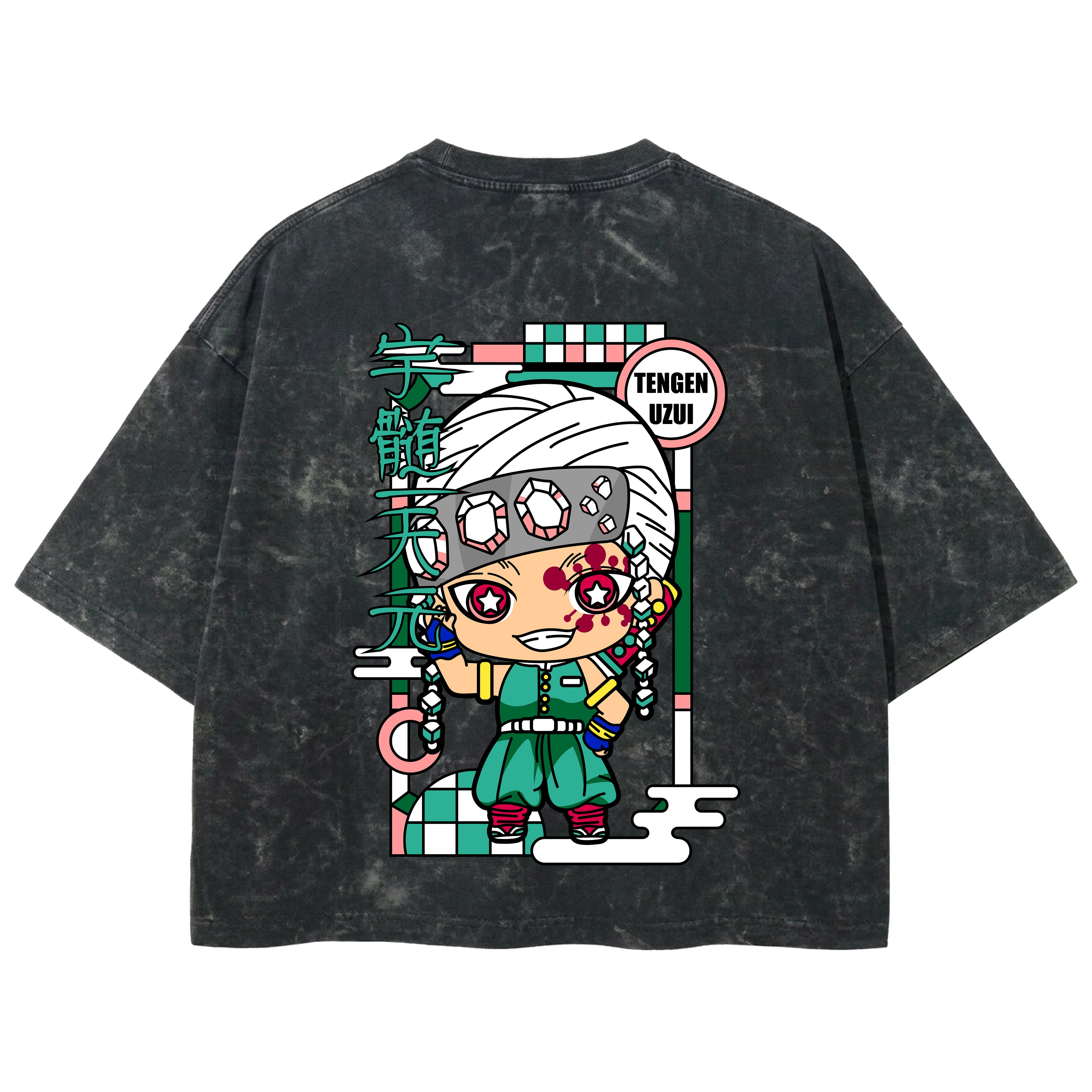 Playera streetwear premium de anime y gaming ExtraLife MX, corte boxy deluxe mineral wash heavyweight en color Acid Wash, moda urbana mexicana de culto.