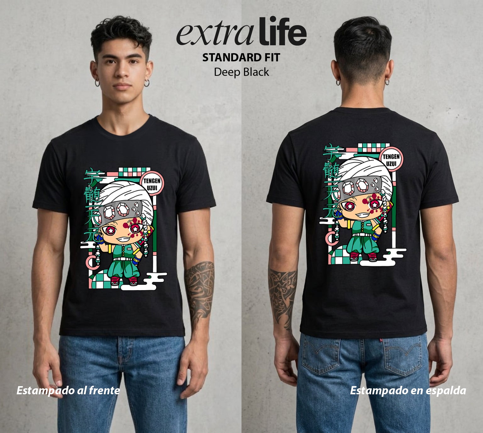 Cazadores de la Noche | Flamboyante y Letal #01239 - Playera Standard Fit | Deep Black - Foto en modelo