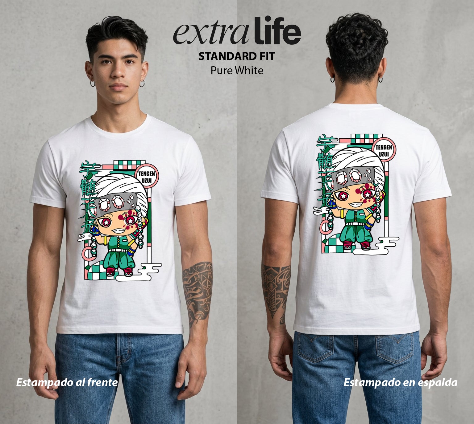 Cazadores de la Noche | Flamboyante y Letal #01239 - Playera Standard Fit | Pure White - Foto en modelo