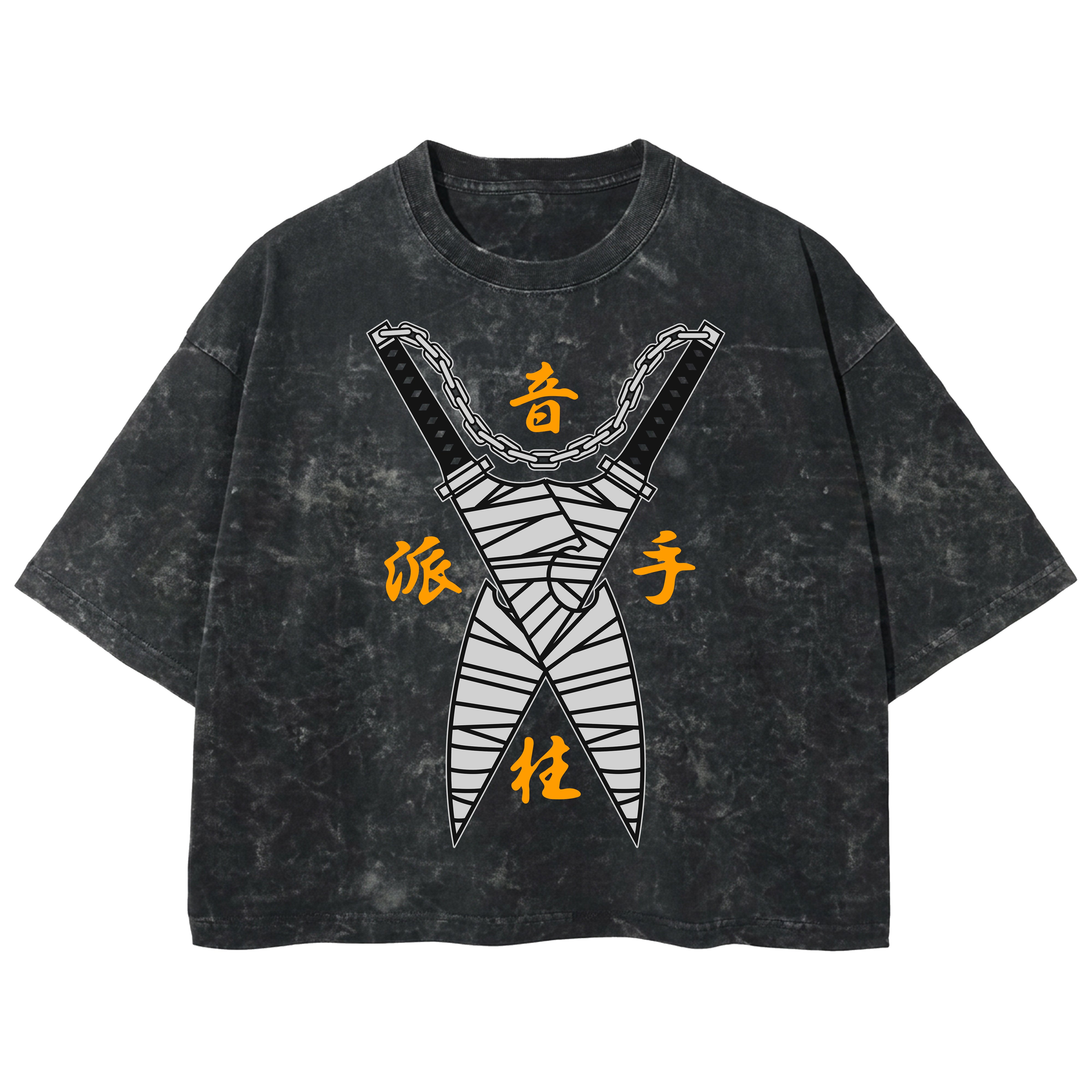 Playera streetwear premium de anime y gaming ExtraLife MX, corte boxy deluxe mineral wash heavyweight en color Acid Wash, moda urbana mexicana de culto.