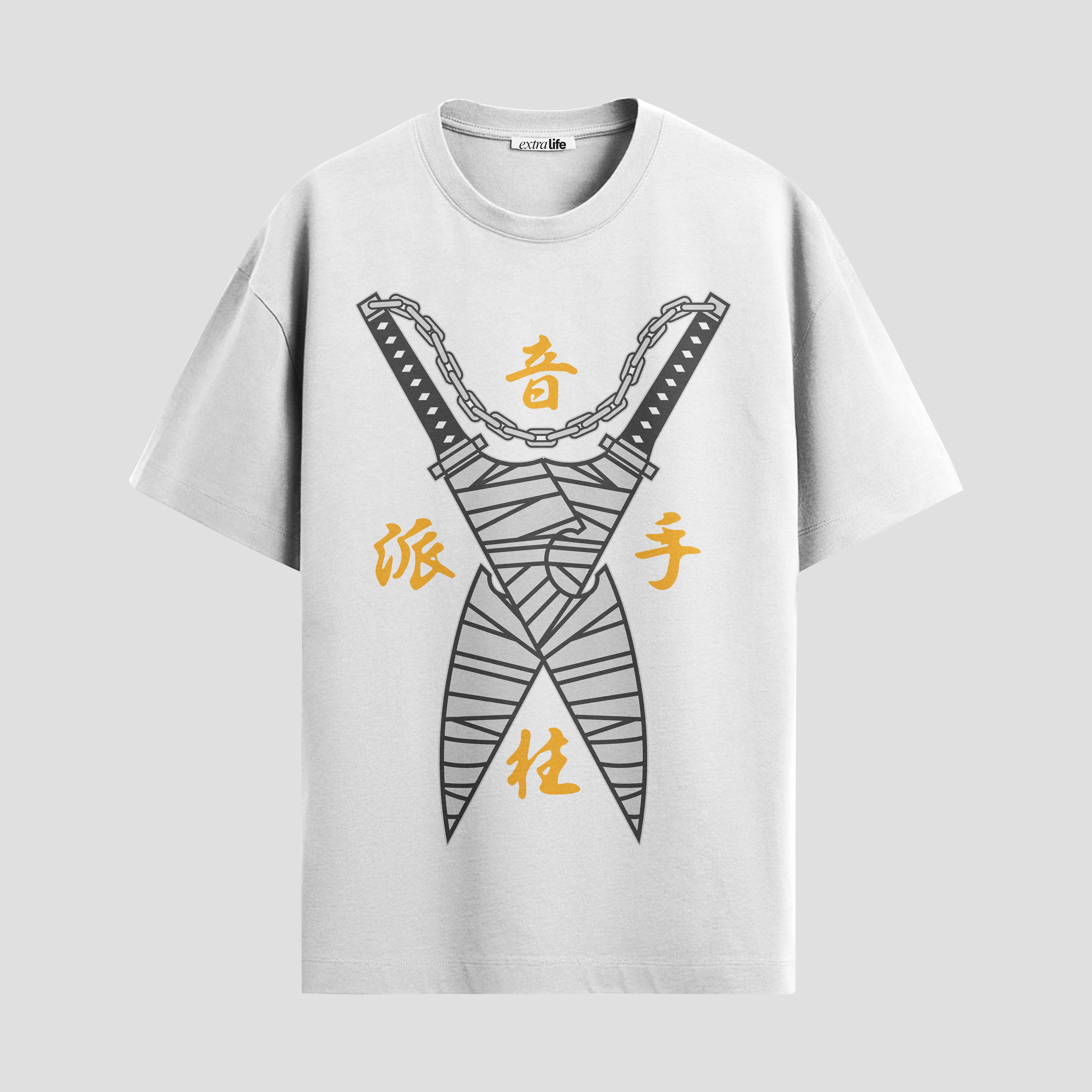 Playera urbana de anime y gaming ExtraLife MX, corte Standard Fit unisex ligero y transpirable en color Deep Black y Pure White, ropa de uso diario para gym y casual.