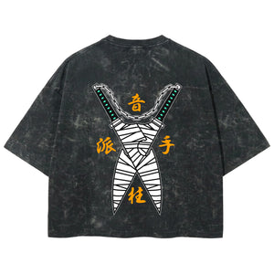 Playera streetwear premium de anime y gaming ExtraLife MX, corte boxy deluxe mineral wash heavyweight en color Acid Wash, moda urbana mexicana de culto.