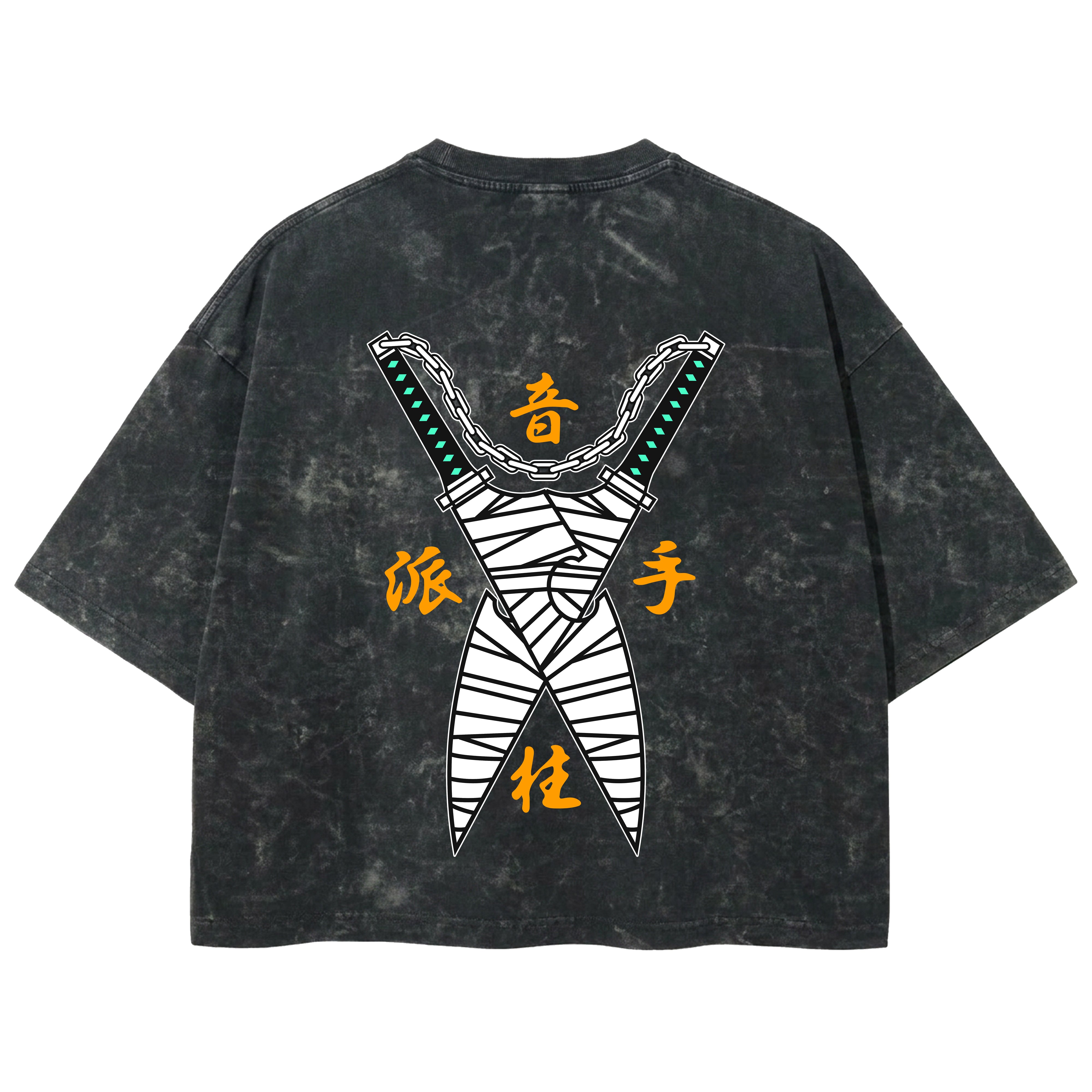 Playera streetwear premium de anime y gaming ExtraLife MX, corte boxy deluxe mineral wash heavyweight en color Acid Wash, moda urbana mexicana de culto.