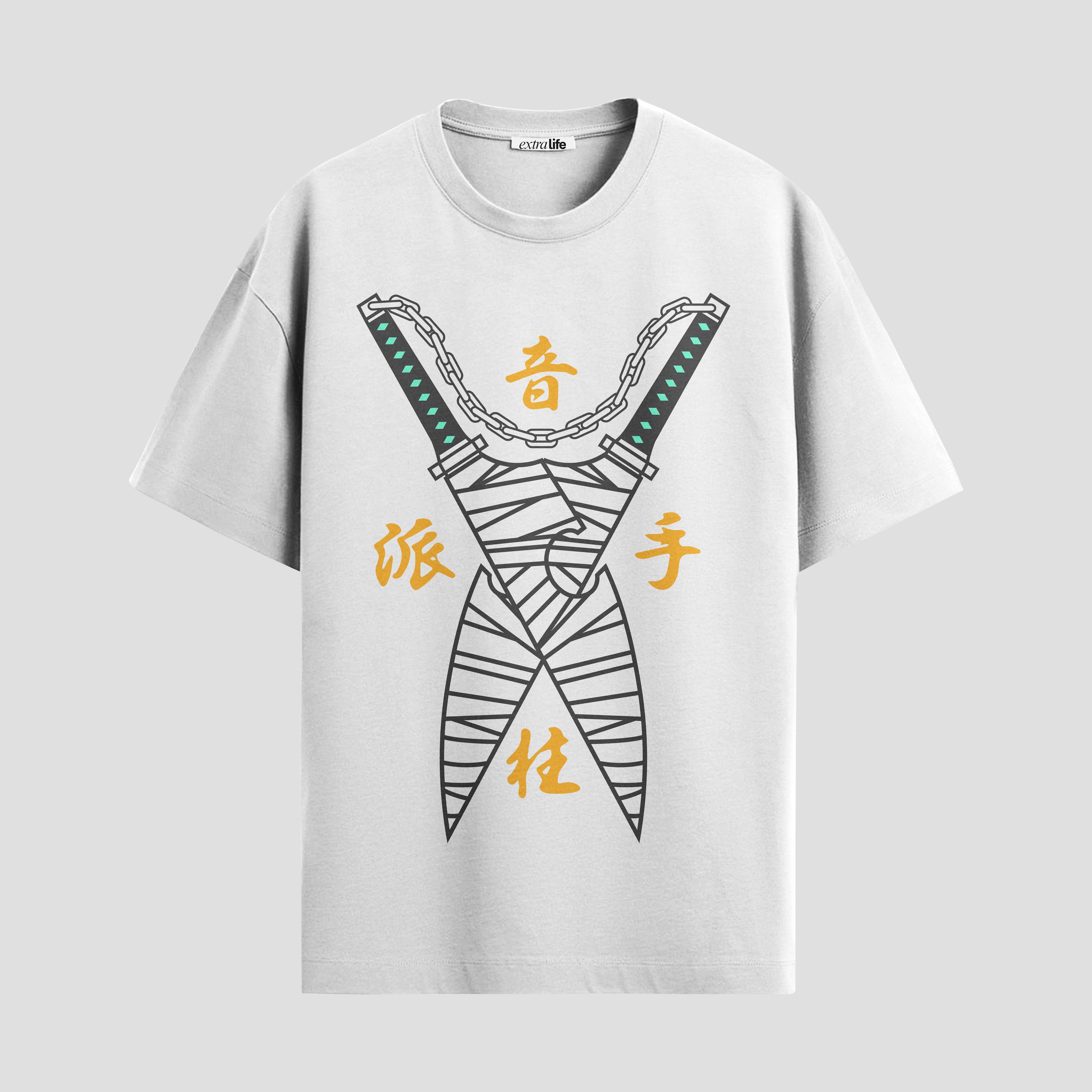 Playera urbana de anime y gaming ExtraLife MX, corte Standard Fit unisex ligero y transpirable en color Deep Black y Pure White, ropa de uso diario para gym y casual.
