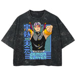 Playera streetwear premium de anime y gaming ExtraLife MX, corte boxy deluxe mineral wash heavyweight en color Acid Wash, moda urbana mexicana de culto.