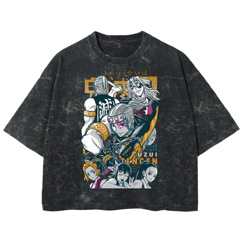 Playera streetwear premium de anime y gaming ExtraLife MX, corte boxy deluxe mineral wash heavyweight en color Acid Wash, moda urbana mexicana de culto.