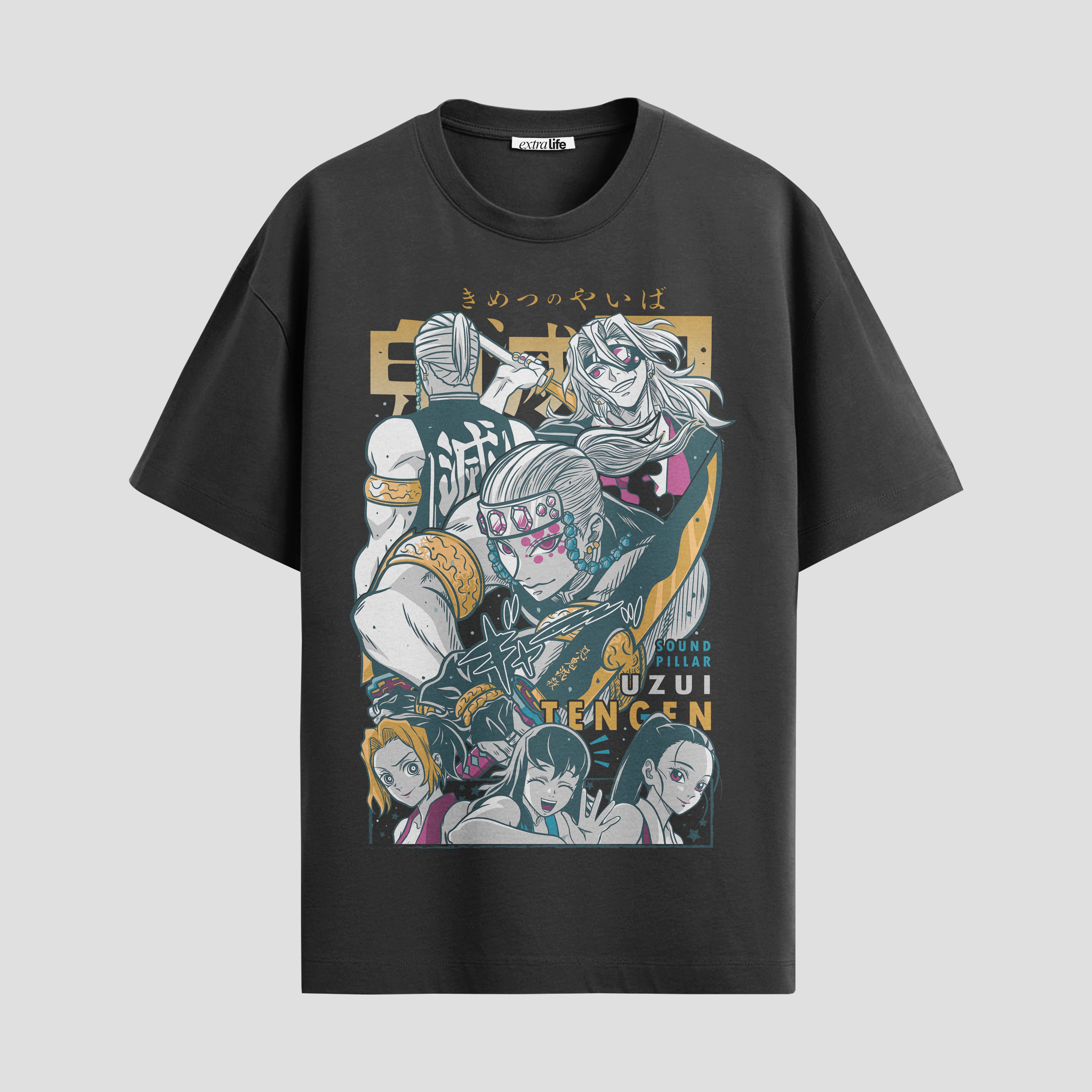Playera urbana de anime y gaming ExtraLife MX, corte Standard Fit unisex ligero y transpirable en color Deep Black y Pure White, ropa de uso diario para gym y casual.