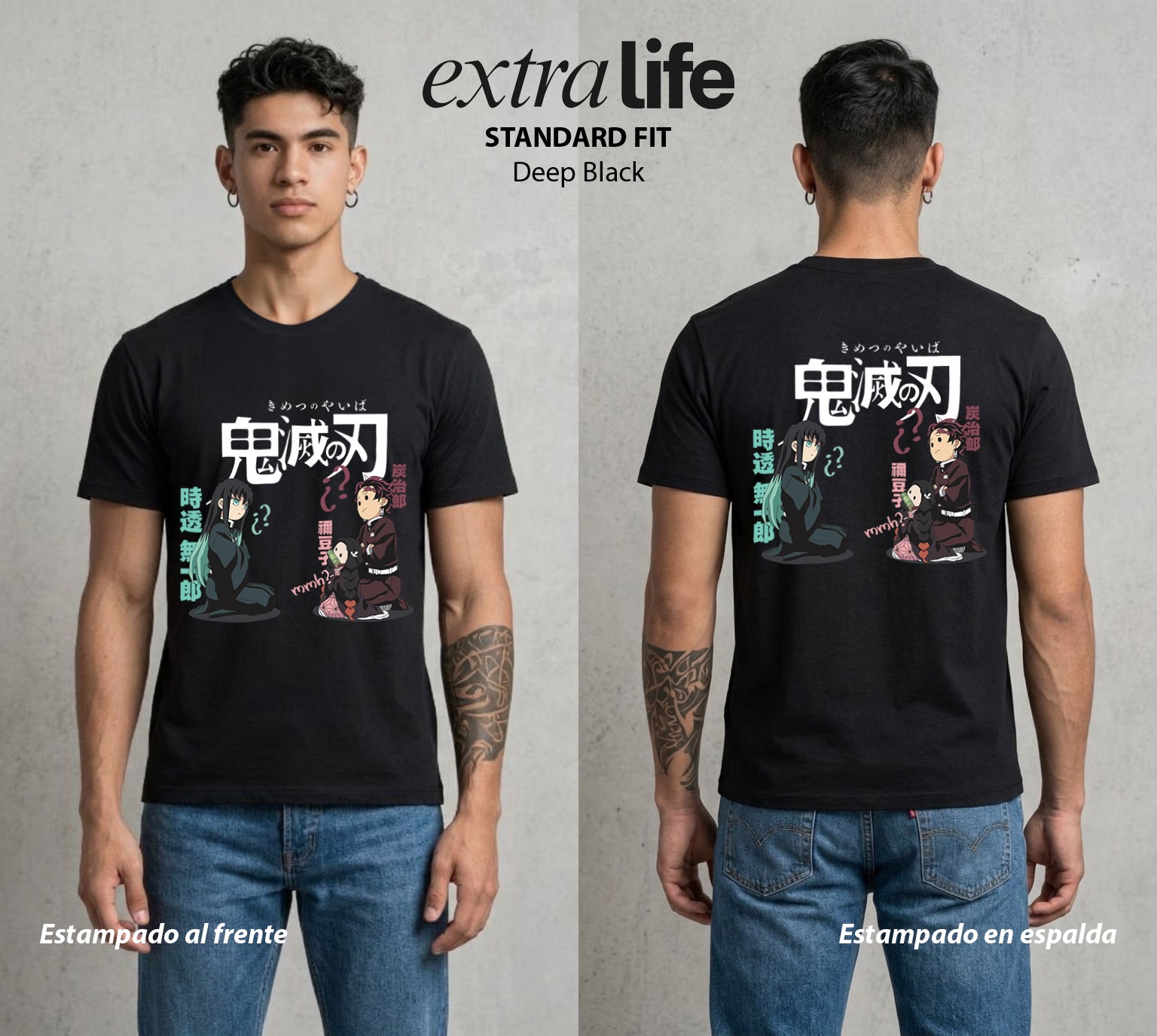 Cazadores de la Noche | El Cazador del Agua #01245 - Playera Standard Fit | Deep Black - Foto en modelo