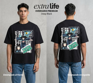 Cazadores de la Noche | Demon Slayer Tokito #01246 - Playera Oversized Premium | Deep Black - Foto en modelo