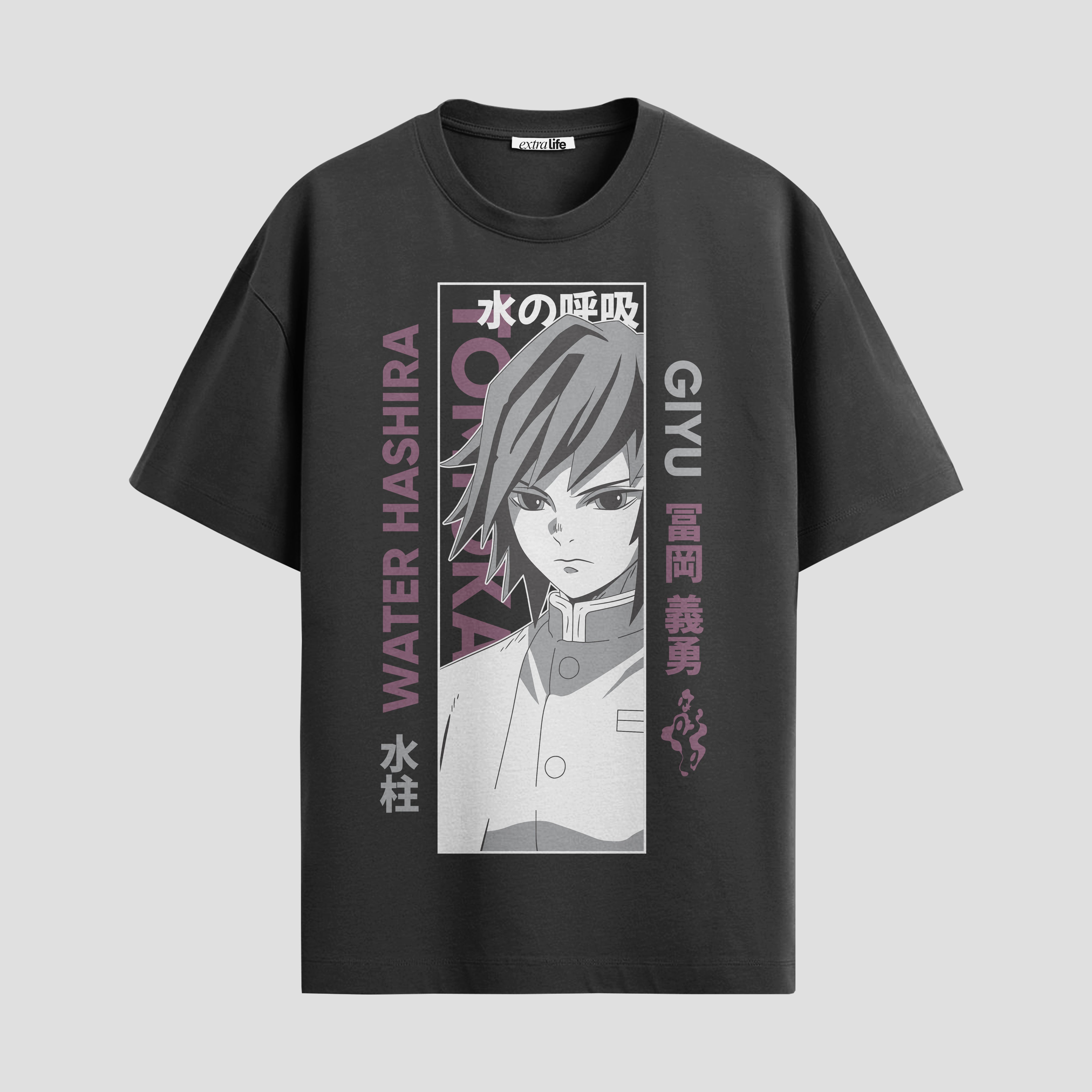 Playera urbana de anime y gaming ExtraLife MX, corte Standard Fit unisex ligero y transpirable en color Deep Black y Pure White, ropa de uso diario para gym y casual.