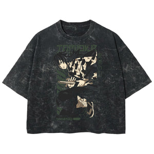 Playera streetwear premium de anime y gaming ExtraLife MX, corte boxy deluxe mineral wash heavyweight en color Acid Wash, moda urbana mexicana de culto.
