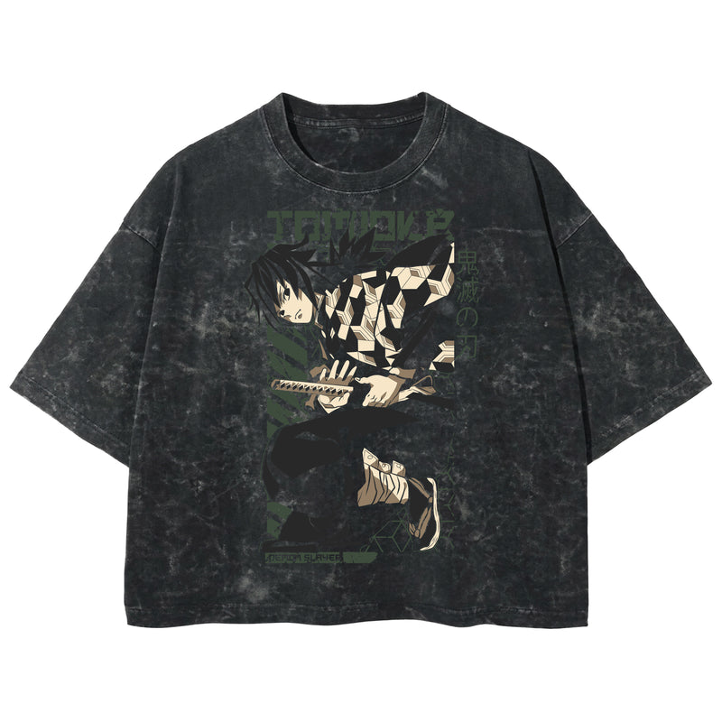 Playera streetwear premium de anime y gaming ExtraLife MX, corte boxy deluxe mineral wash heavyweight en color Acid Wash, moda urbana mexicana de culto.