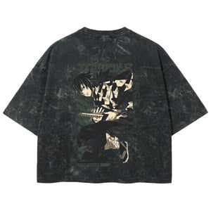 Playera streetwear premium de anime y gaming ExtraLife MX, corte boxy deluxe mineral wash heavyweight en color Acid Wash, moda urbana mexicana de culto.