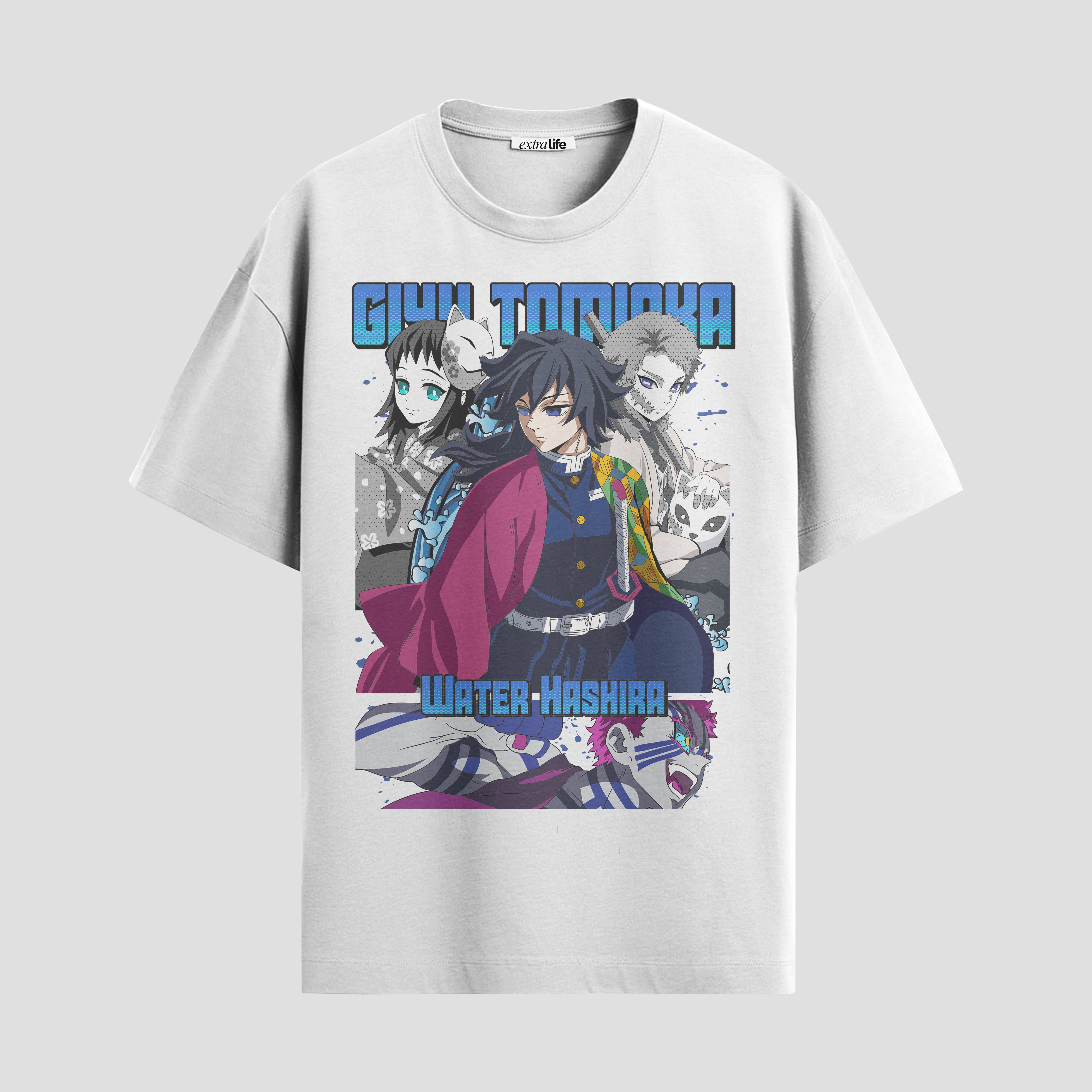 Playera urbana de anime y gaming ExtraLife MX, corte Standard Fit unisex ligero y transpirable en color Deep Black y Pure White, ropa de uso diario para gym y casual.
