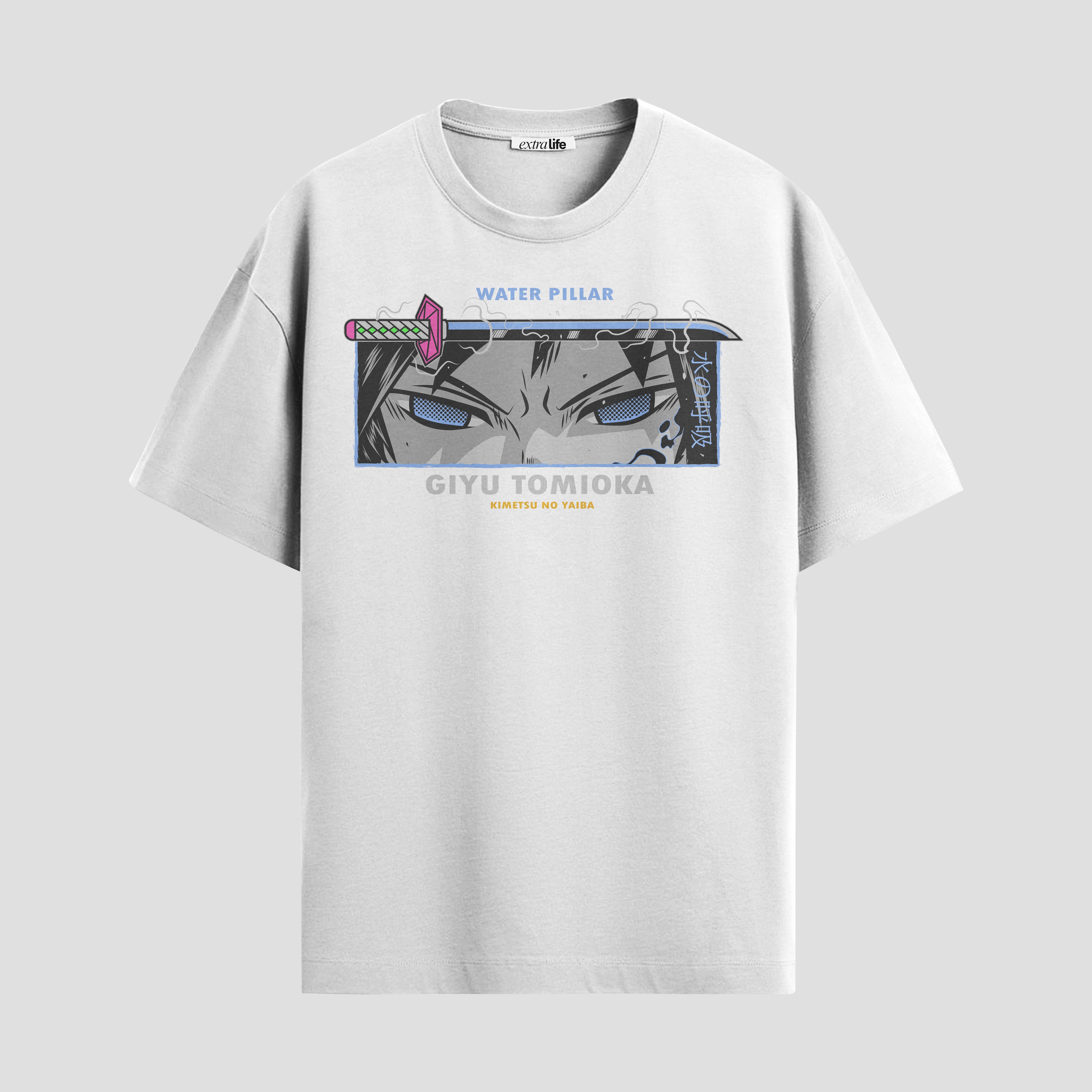 Playera urbana de anime y gaming ExtraLife MX, corte Standard Fit unisex ligero y transpirable en color Deep Black y Pure White, ropa de uso diario para gym y casual.