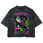 Playera streetwear premium de anime y gaming ExtraLife MX, corte boxy deluxe mineral wash heavyweight en color Acid Wash, moda urbana mexicana de culto.