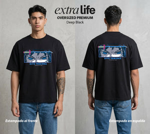 Cazadores de la Noche | Demon Slayer Tomioka #01253 - Playera Oversized Premium | Deep Black - Foto en modelo