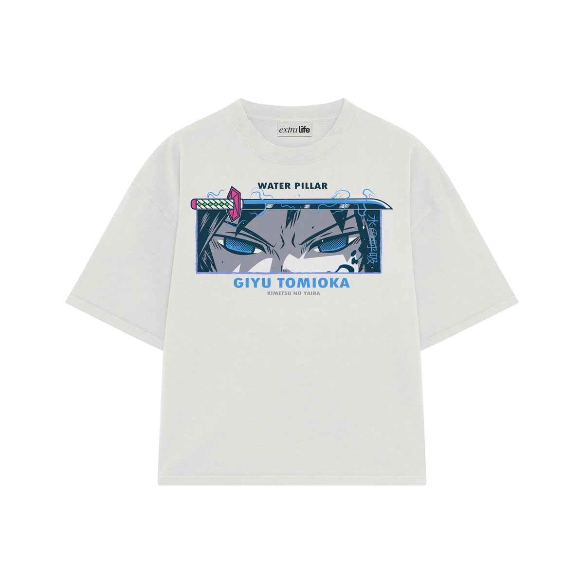 Playera streetwear premium de anime y gaming ExtraLife MX, corte oversized drop shoulder ligero y fresco en color Deep Black y Off-White, moda urbana mexicana de culto.