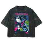 Playera streetwear premium de anime y gaming ExtraLife MX, corte boxy deluxe mineral wash heavyweight en color Acid Wash, moda urbana mexicana de culto.