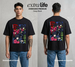 Cazadores de la Noche | Demon Slayer Tomioka #01255 - Playera Oversized Premium | Deep Black - Foto en modelo