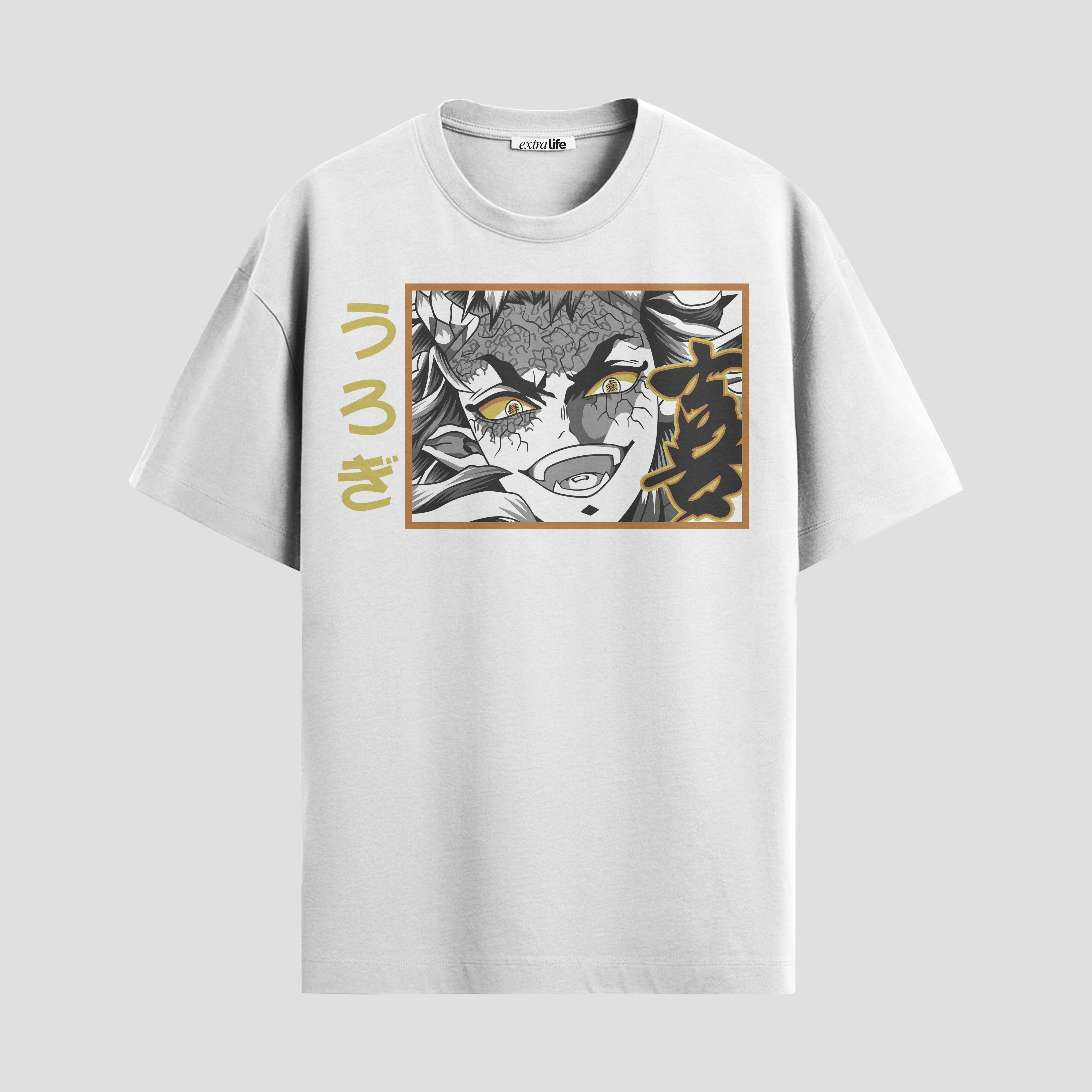 Playera urbana de anime y gaming ExtraLife MX, corte Standard Fit unisex ligero y transpirable en color Deep Black y Pure White, ropa de uso diario para gym y casual.