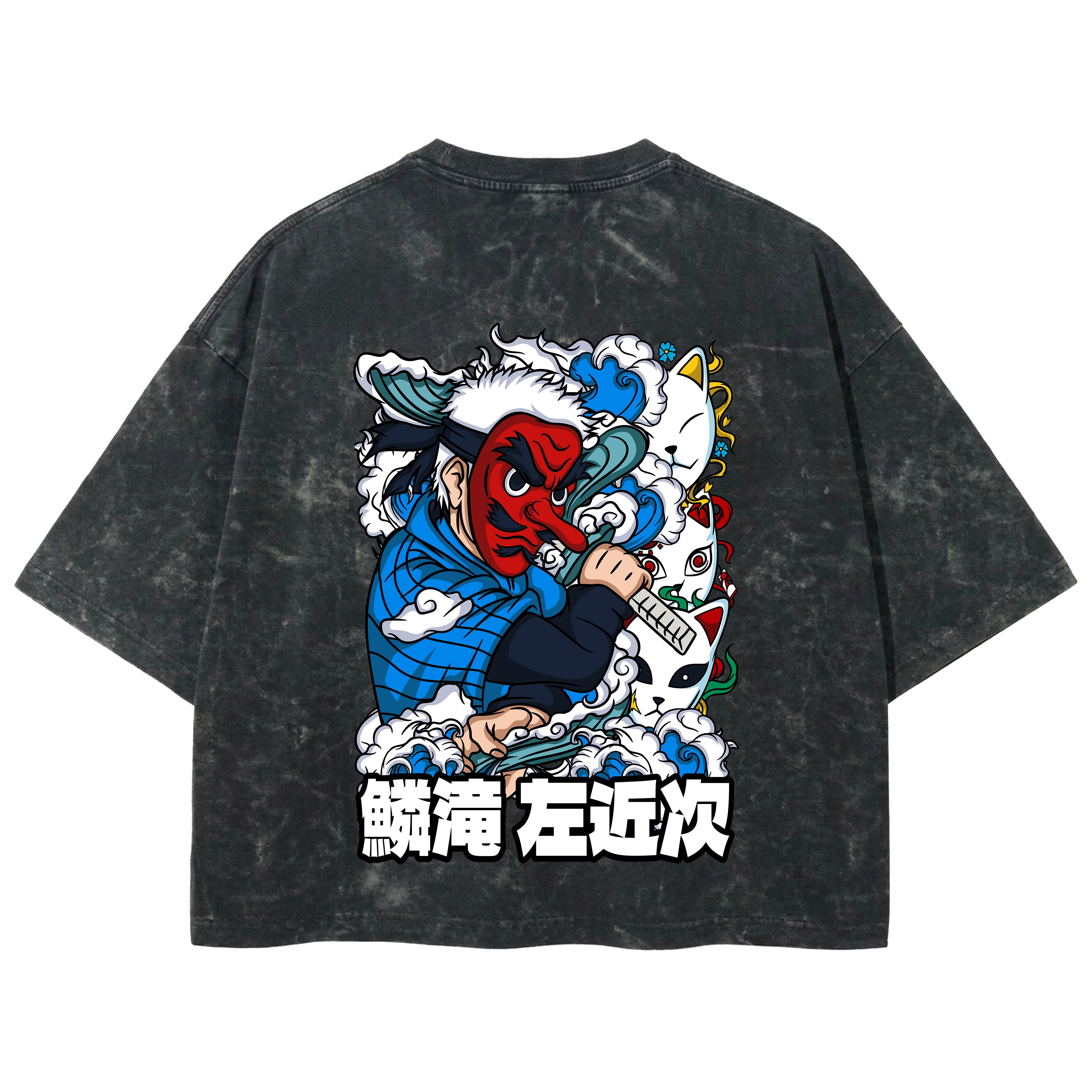 Playera streetwear premium de anime y gaming ExtraLife MX, corte boxy deluxe mineral wash heavyweight en color Acid Wash, moda urbana mexicana de culto.