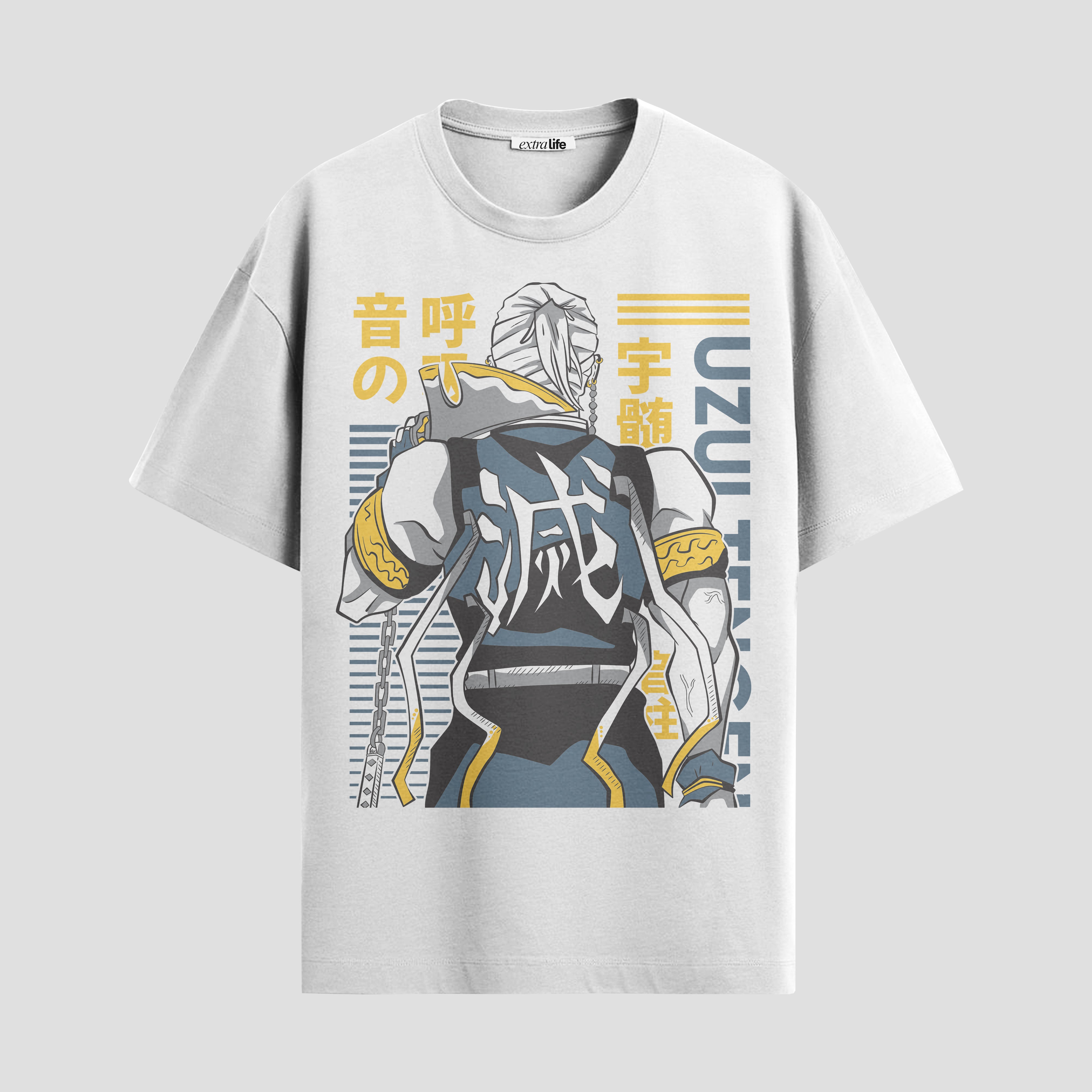 Playera urbana de anime y gaming ExtraLife MX, corte Standard Fit unisex ligero y transpirable en color Deep Black y Pure White, ropa de uso diario para gym y casual.