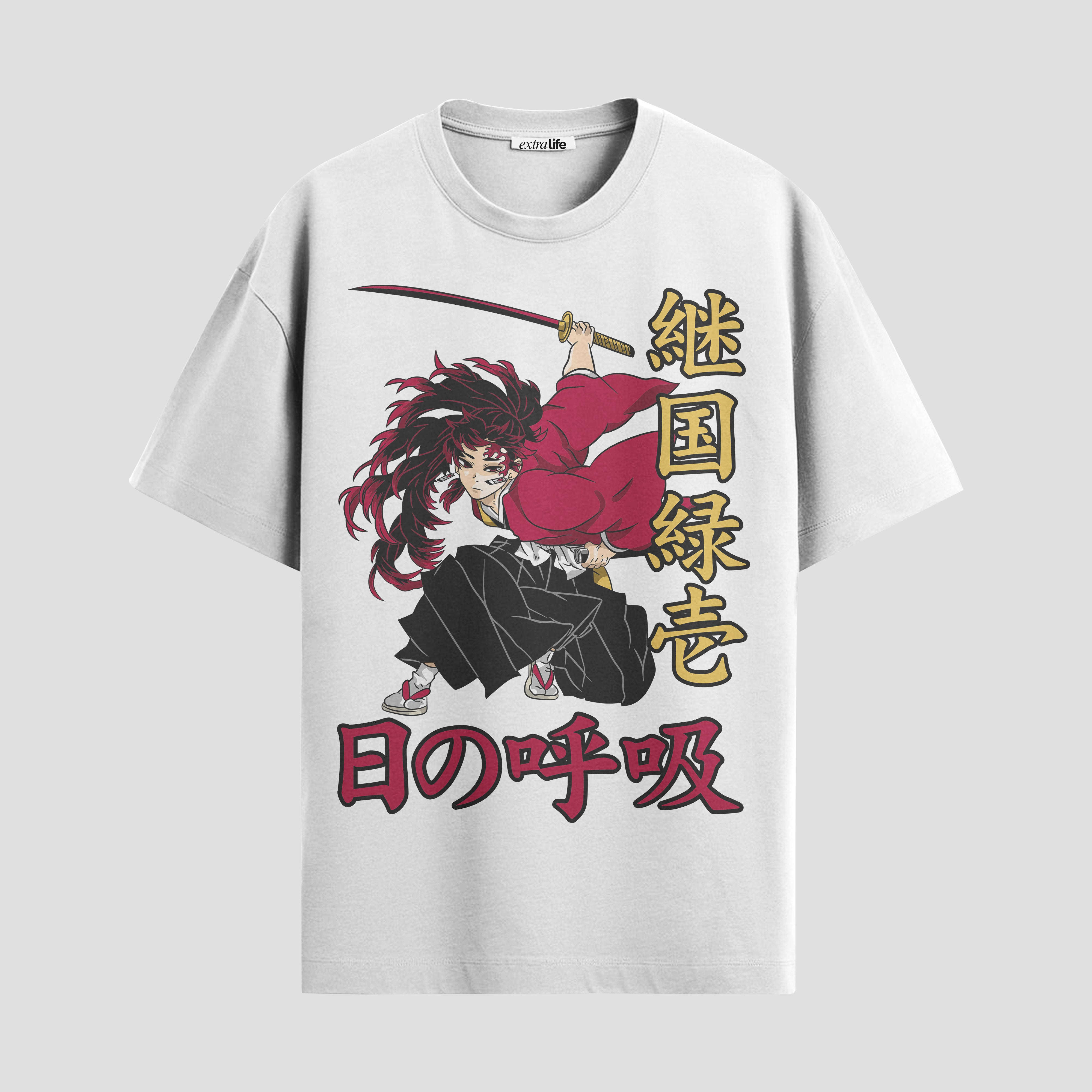 Playera urbana de anime y gaming ExtraLife MX, corte Standard Fit unisex ligero y transpirable en color Deep Black y Pure White, ropa de uso diario para gym y casual.