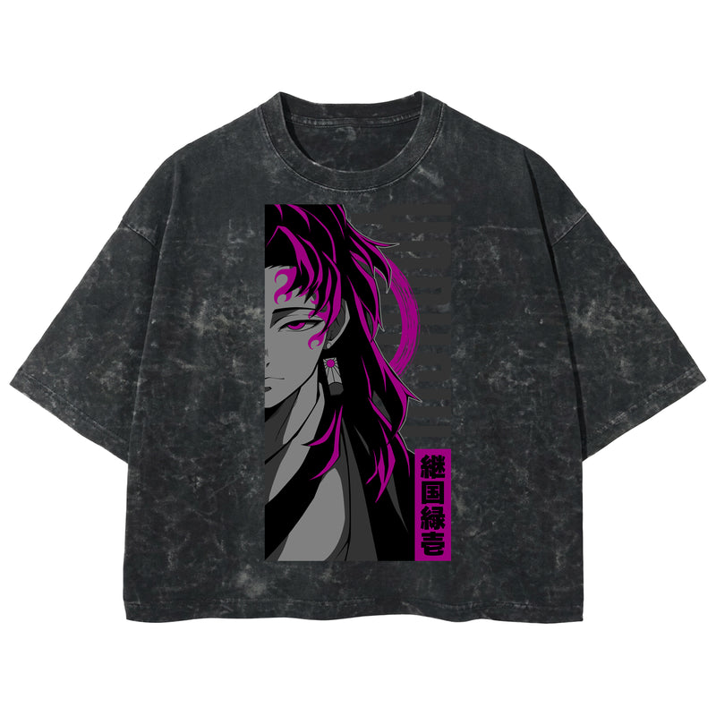 Playera streetwear premium de anime y gaming ExtraLife MX, corte boxy deluxe mineral wash heavyweight en color Acid Wash, moda urbana mexicana de culto.