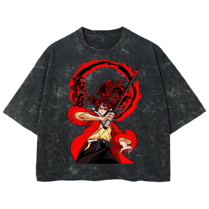 Playera streetwear premium de anime y gaming ExtraLife MX, corte boxy deluxe mineral wash heavyweight en color Acid Wash, moda urbana mexicana de culto.