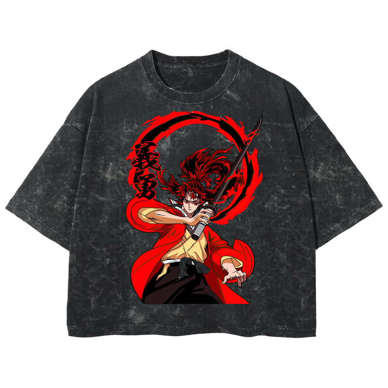 Playera streetwear premium de anime y gaming ExtraLife MX, corte boxy deluxe mineral wash heavyweight en color Acid Wash, moda urbana mexicana de culto.