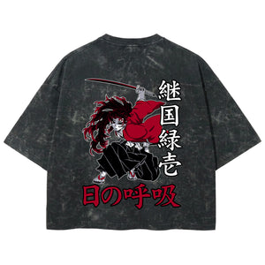 Playera streetwear premium de anime y gaming ExtraLife MX, corte boxy deluxe mineral wash heavyweight en color Acid Wash, moda urbana mexicana de culto.
