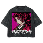 Playera streetwear premium de anime y gaming ExtraLife MX, corte boxy deluxe mineral wash heavyweight en color Acid Wash, moda urbana mexicana de culto.