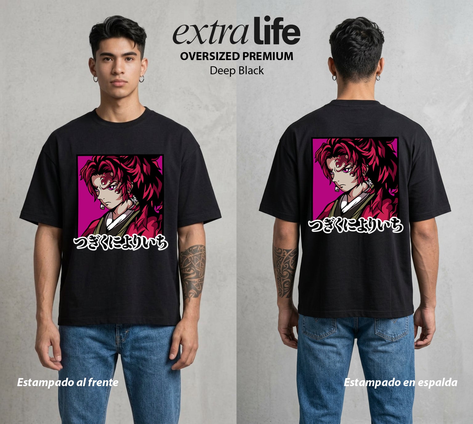 Cazadores de la Noche | El Primer Cazador #01268 - Playera Oversized Premium | Deep Black - Foto en modelo