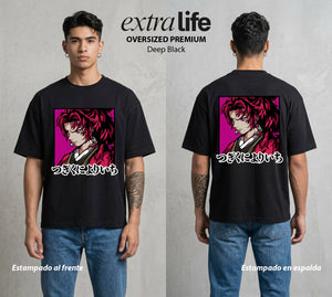 Cazadores de la Noche | El Primer Cazador #01268 - Playera Oversized Premium | Deep Black - Foto en modelo