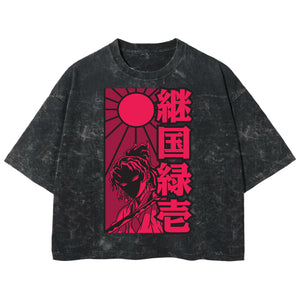Playera streetwear premium de anime y gaming ExtraLife MX, corte boxy deluxe mineral wash heavyweight en color Acid Wash, moda urbana mexicana de culto.