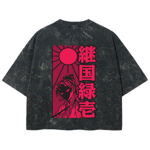 Playera streetwear premium de anime y gaming ExtraLife MX, corte boxy deluxe mineral wash heavyweight en color Acid Wash, moda urbana mexicana de culto.