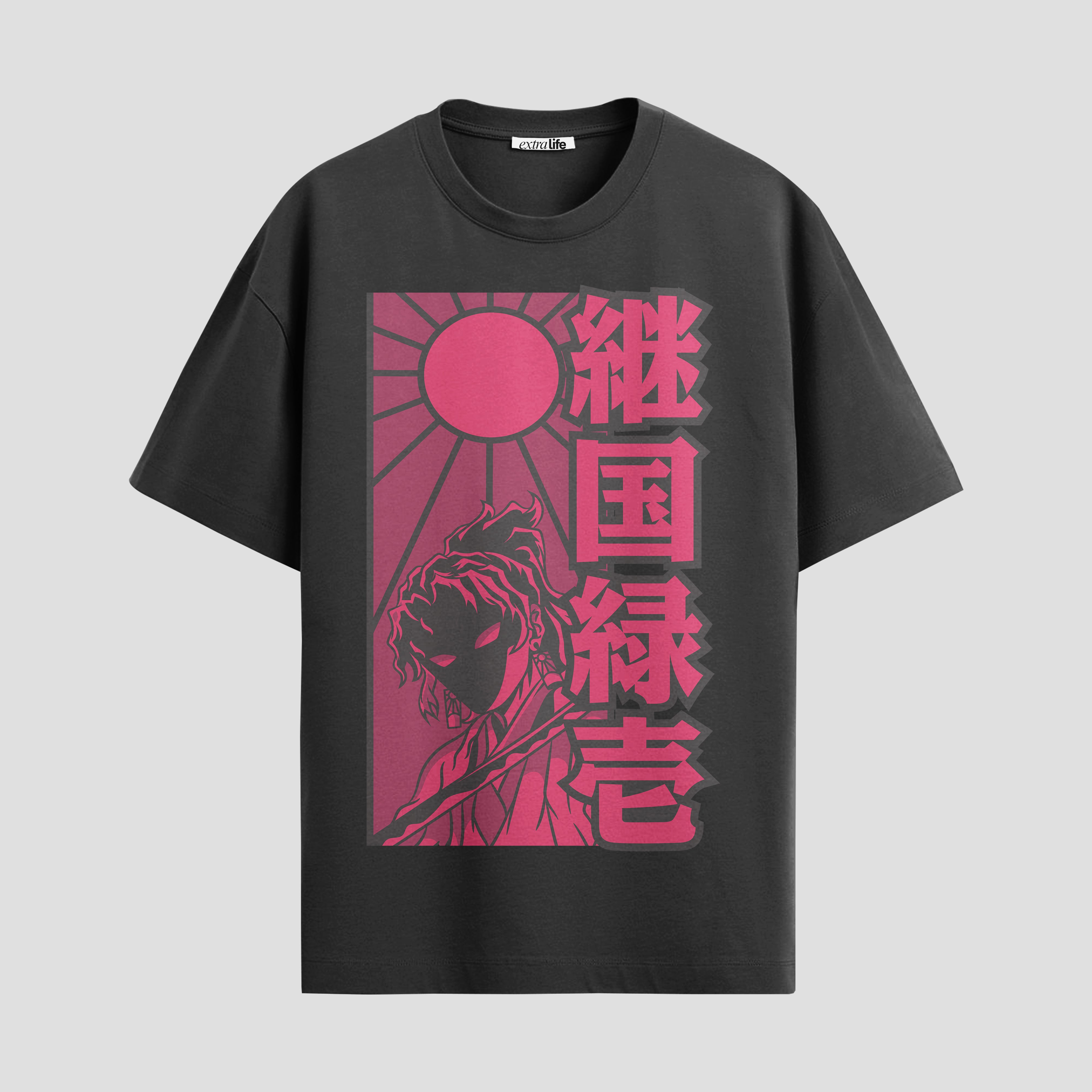 Playera urbana de anime y gaming ExtraLife MX, corte Standard Fit unisex ligero y transpirable en color Deep Black y Pure White, ropa de uso diario para gym y casual.
