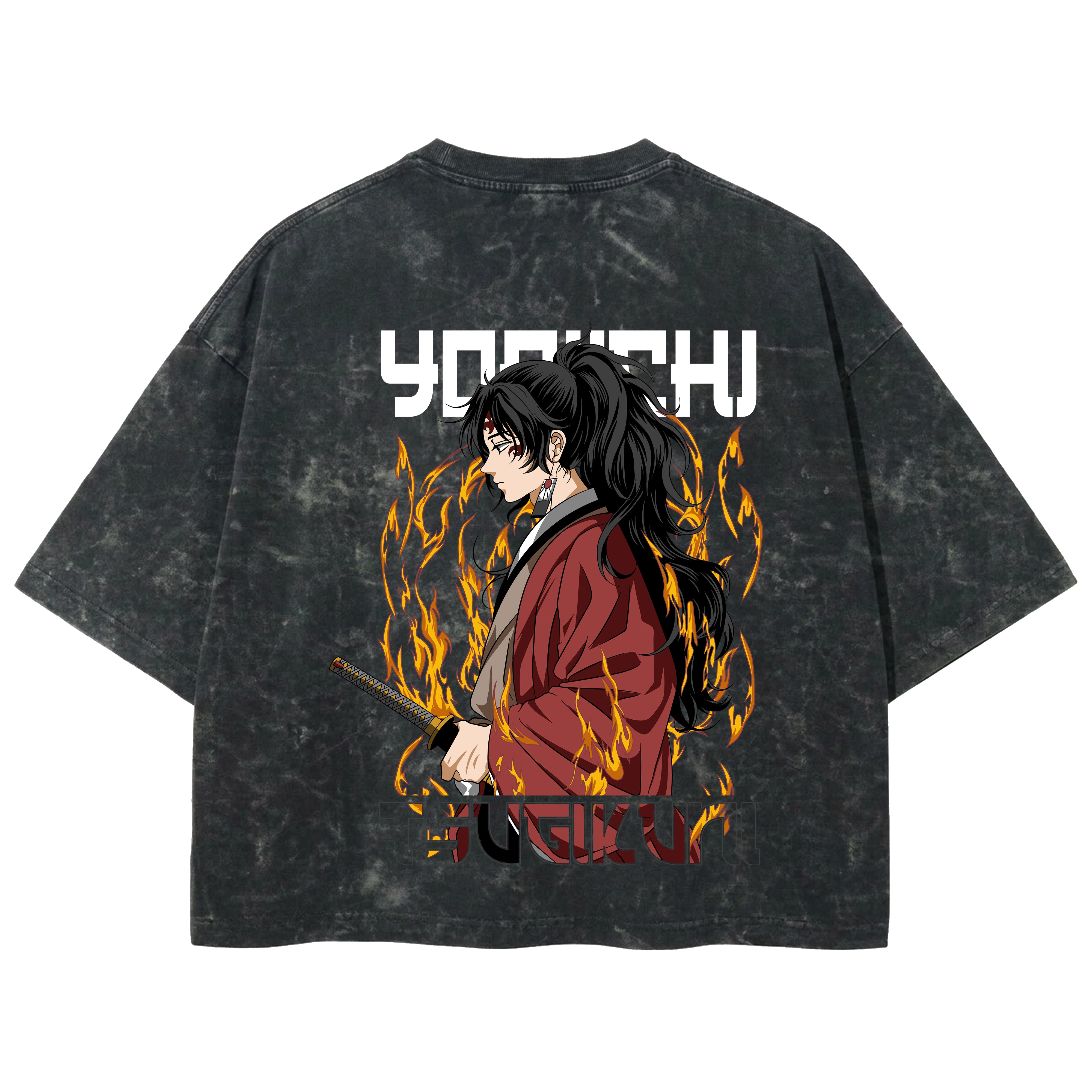 Playera streetwear premium de anime y gaming ExtraLife MX, corte boxy deluxe mineral wash heavyweight en color Acid Wash, moda urbana mexicana de culto.
